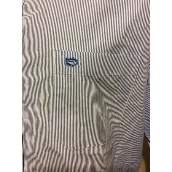 Samuel Adams Southern Tide Button Down Classic Fit Shirt Size Large Blue Striped - Picture 5 of 9